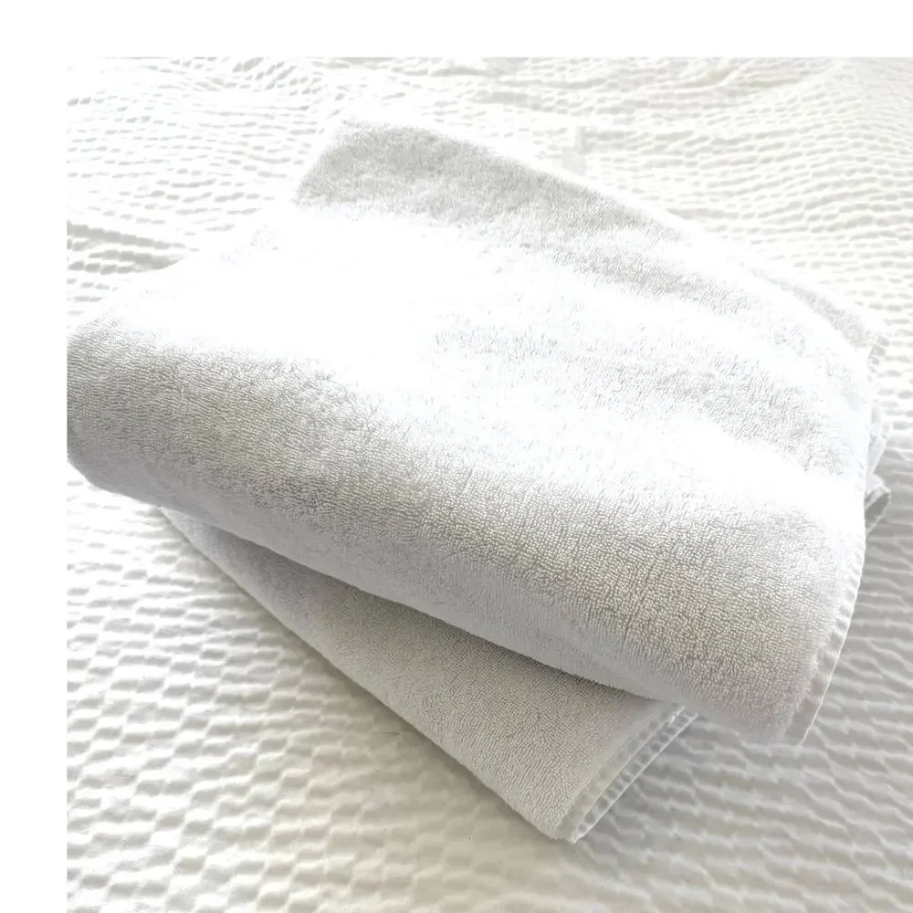 Pottery Barn PB Classic White Bath Towels Set of 2 Cotton Dobby Spa 26 x 52